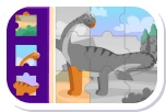 Voorbeeld van een leerpuzzel met een dinosaurus