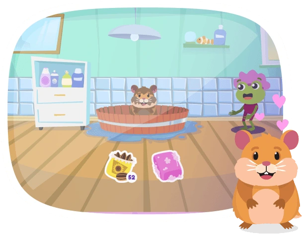Une scène de jeu dans une chambre d'enfant avec des animaux