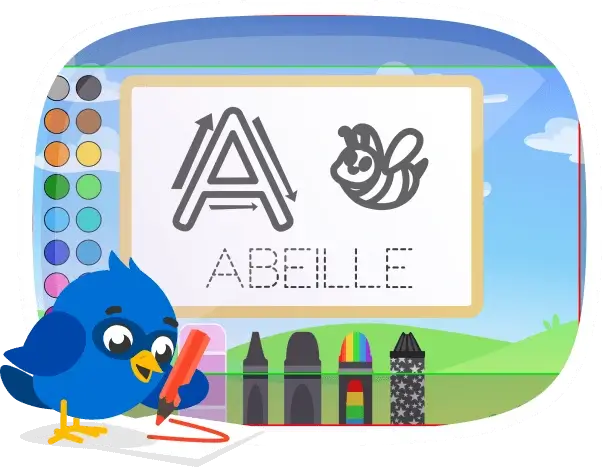 Un enfant s'exerce à écrire les lettres